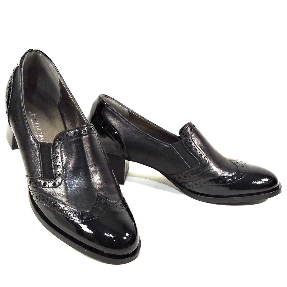 LUIGI TRAINI 🇮🇹 WOMENS BLACK LEATHER COMFORT SHOES